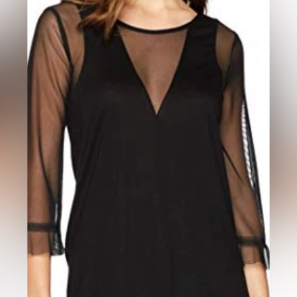 BCBG Black Sheer Sleeve Top